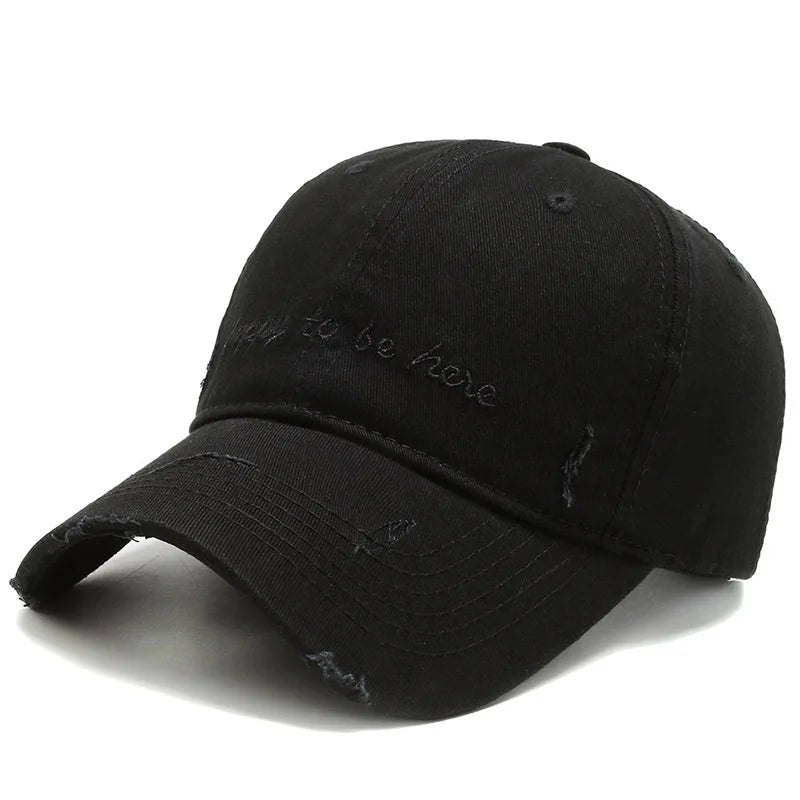 Happy To Be Here Men's Embroidered Cotton Baseball Cap – view 3