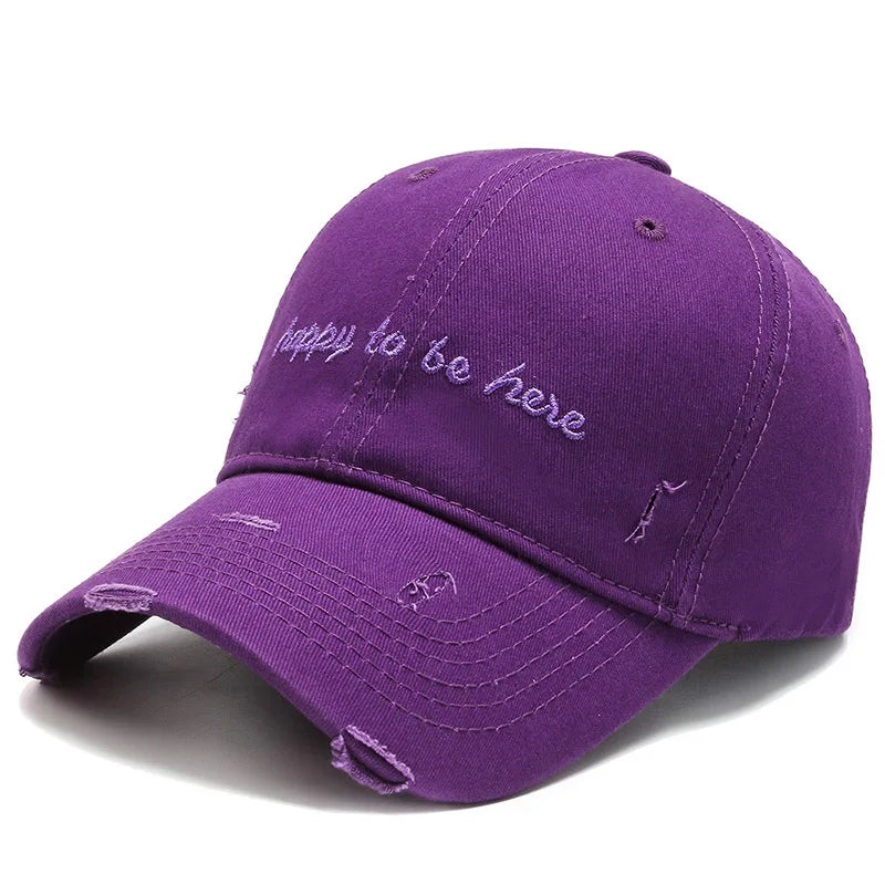 Happy To Be Here Men's Embroidered Cotton Baseball Cap – view 7