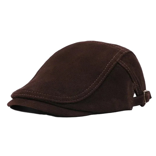 Hartford Men's Suede Leather Duckbill Flat Cap – 100% Cowhide Suede, Cotton and Linen Lining, Adjustable Fit