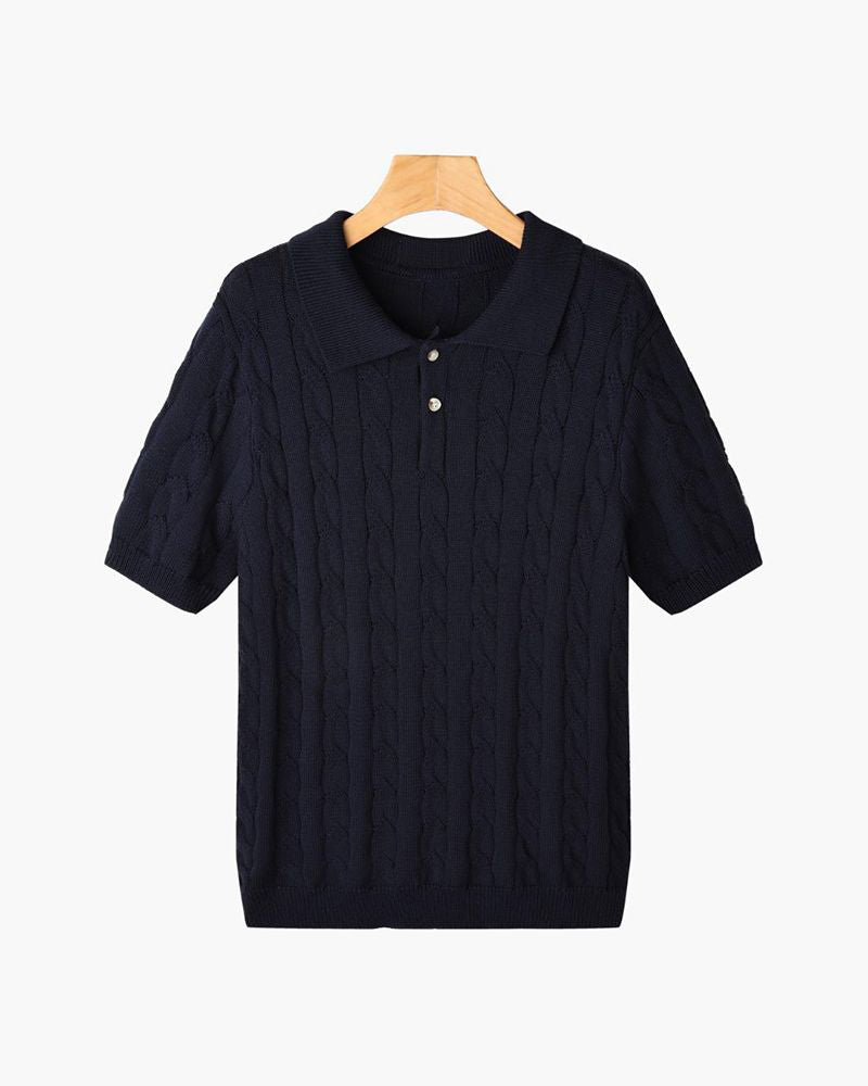 Florence Men's Cotton Cable Knit Polo – view 12