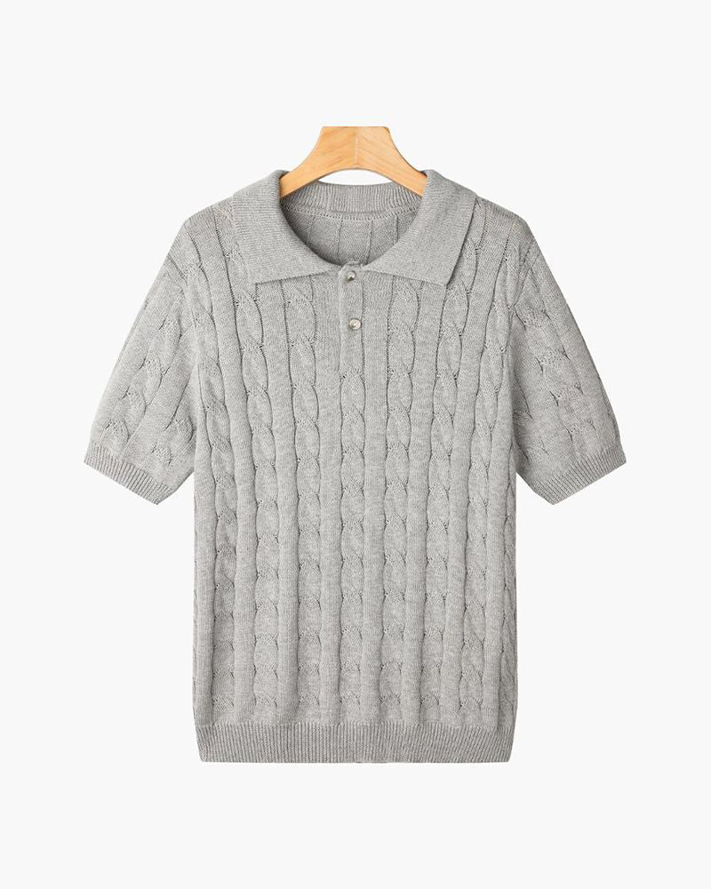Florence Men's Cotton Cable Knit Polo – view 4