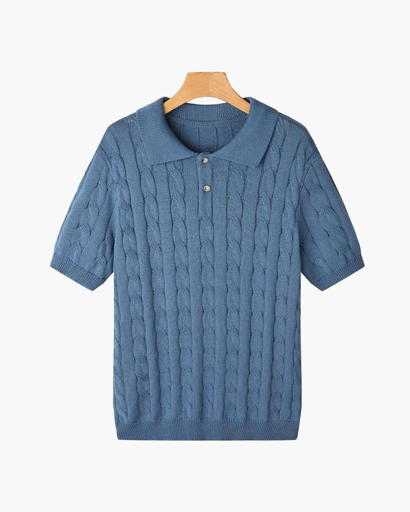 Florence Men's Cotton Cable Knit Polo – view 2