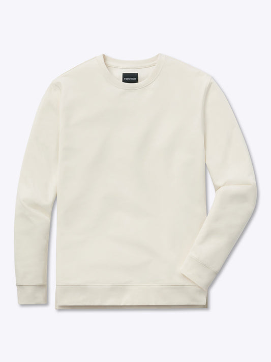 Men's French Terry Split-Hem Crew Neck Sweatshirt in Ivory – view 1