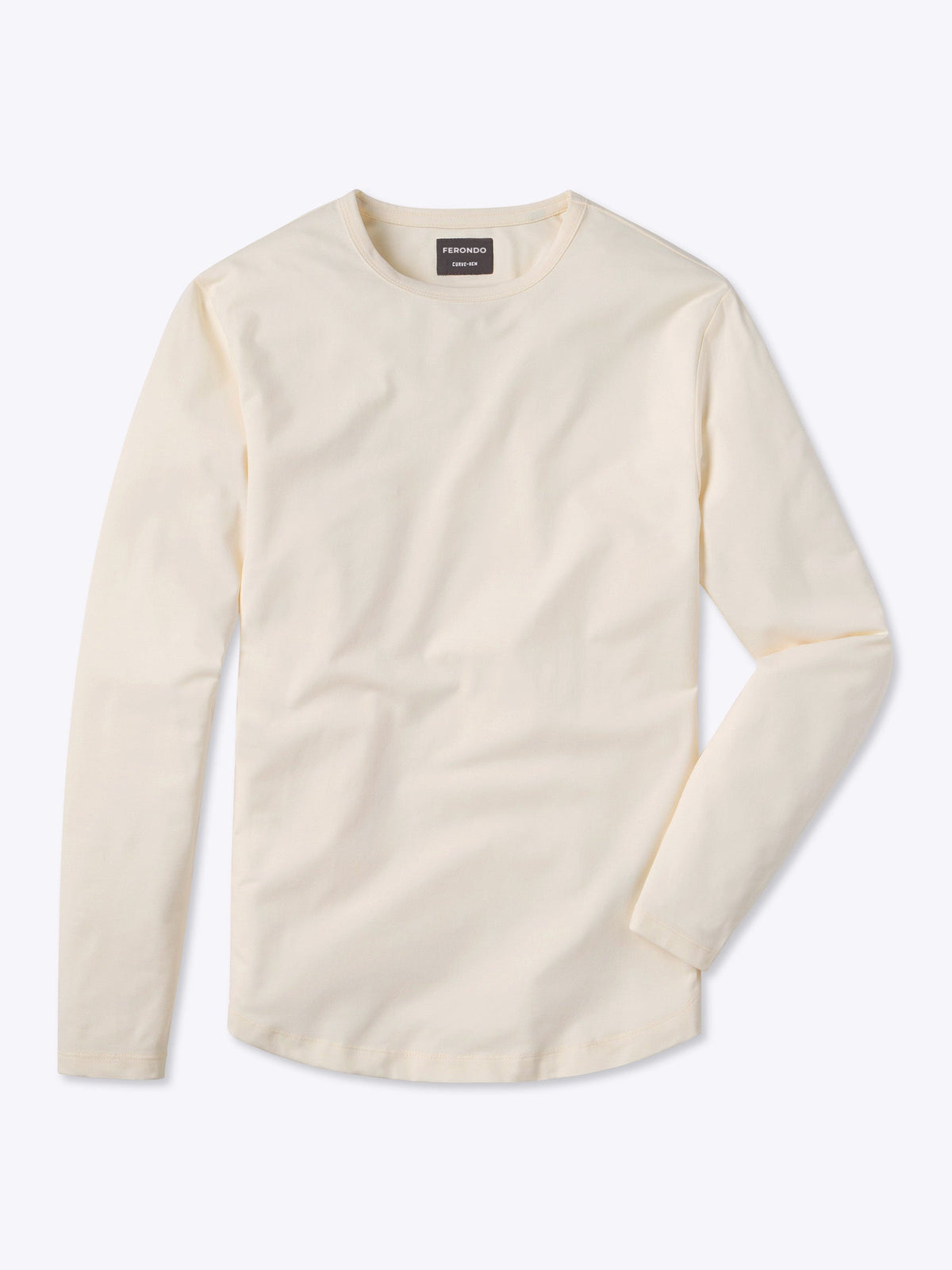 Men's Long Sleeve Curved Hem T-Shirt in Ivory – view 1