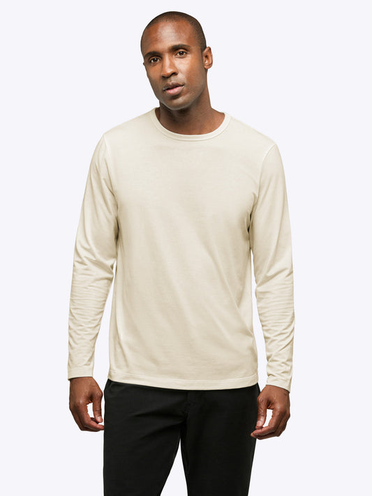 Men's Classic Fit Long Sleeve T-Shirt – Soft, Durable Fabric with Lasting Colour, Extra Room | Ivory