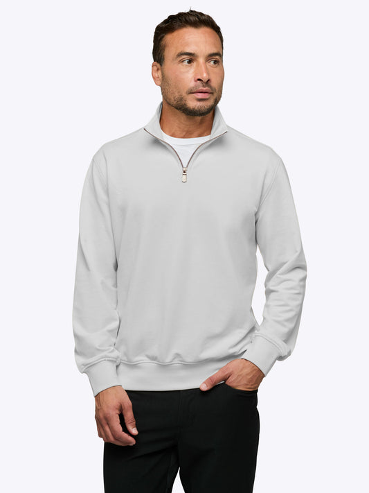 Men's French Terry Quarter Zip Sweatshirt in Vapour – view 1