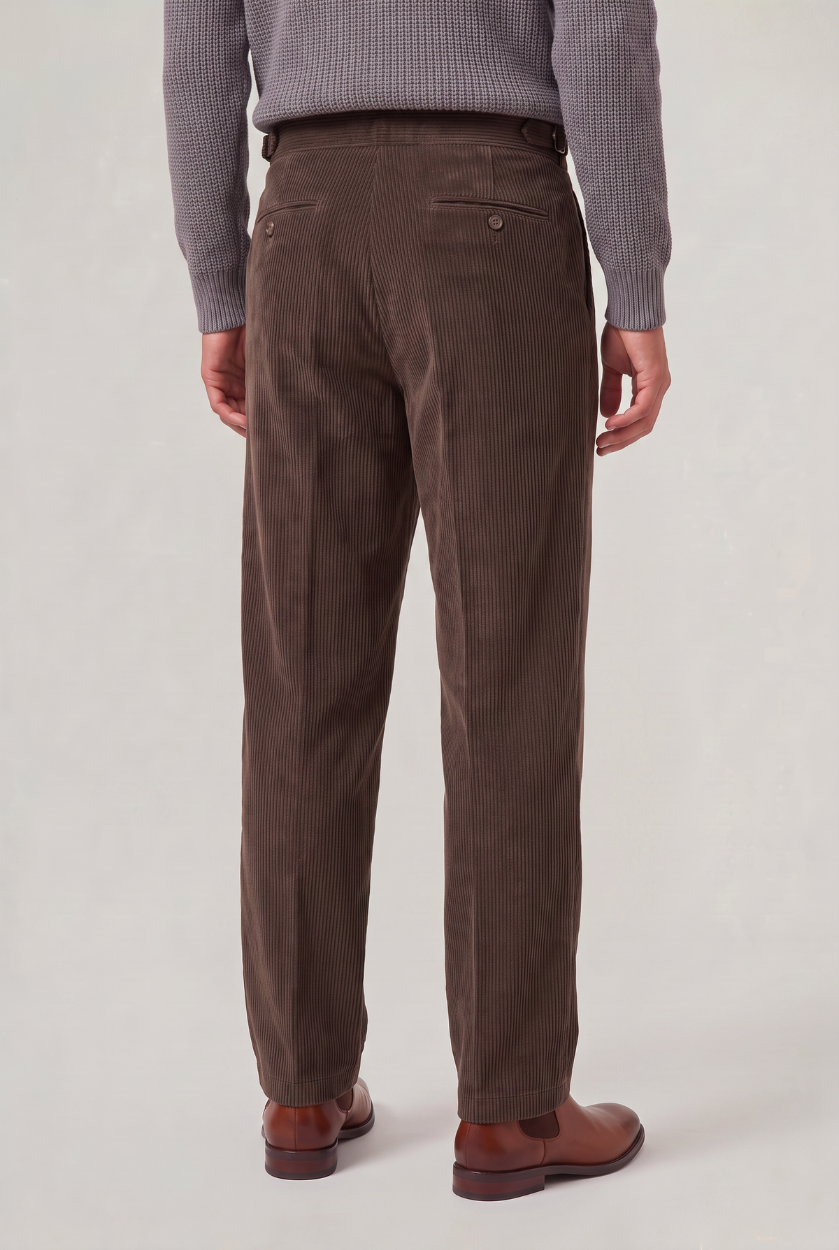 Men's Wide-Leg Pleated Cord Trousers – view 3