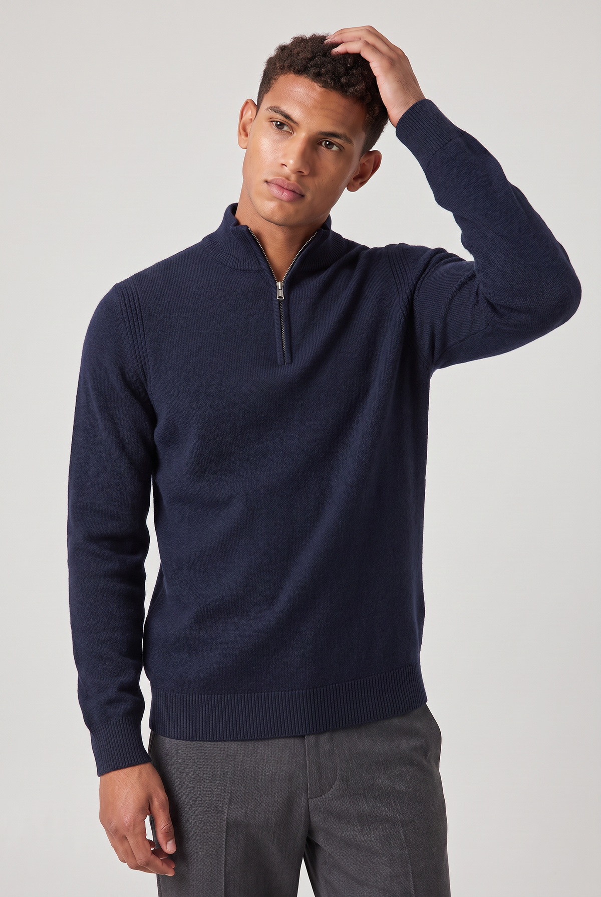 Men's Zip Up Funnel Neck Jumper – view 1