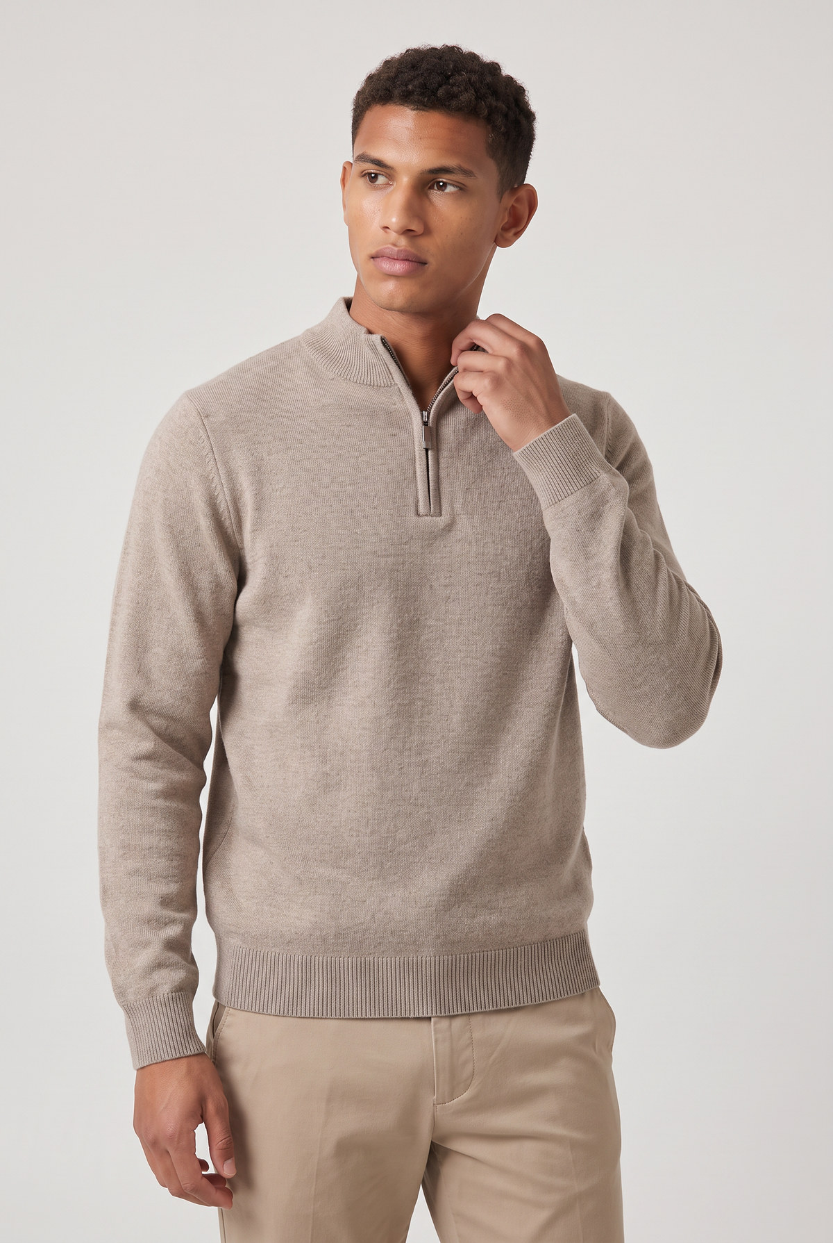Men's Zip Up Funnel Neck Jumper – view 8