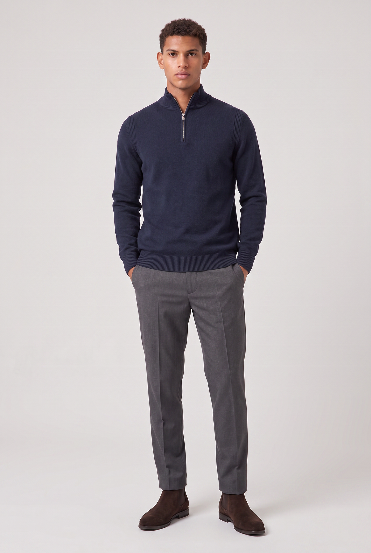 Men's Zip Up Funnel Neck Jumper – view 4
