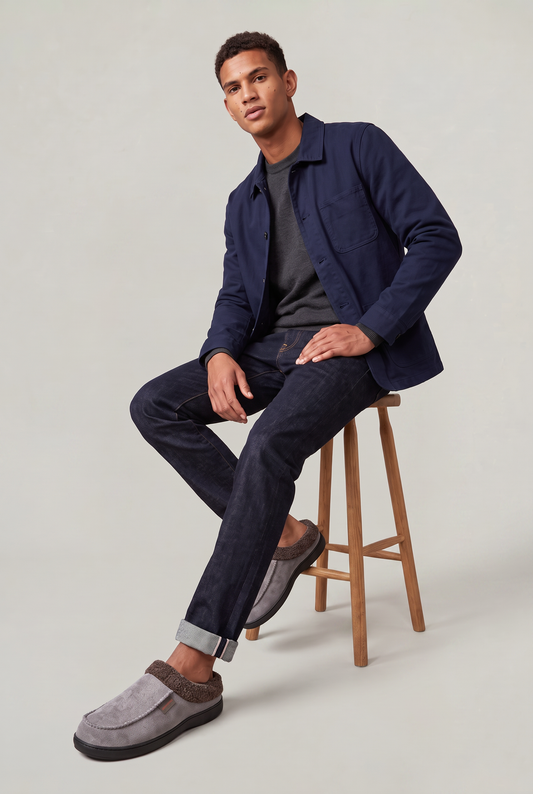 Men's Fleece-Lined Suede-Look Slippers – view 2