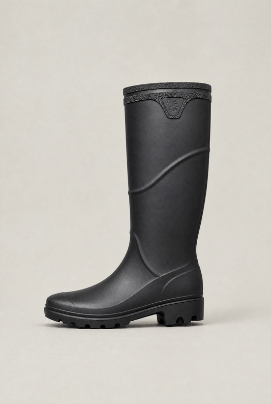 Men's Tall Waterproof Wellington Boots – Wet-Weather Pull-On Design, Deep Tread Outsole for Grip | Black