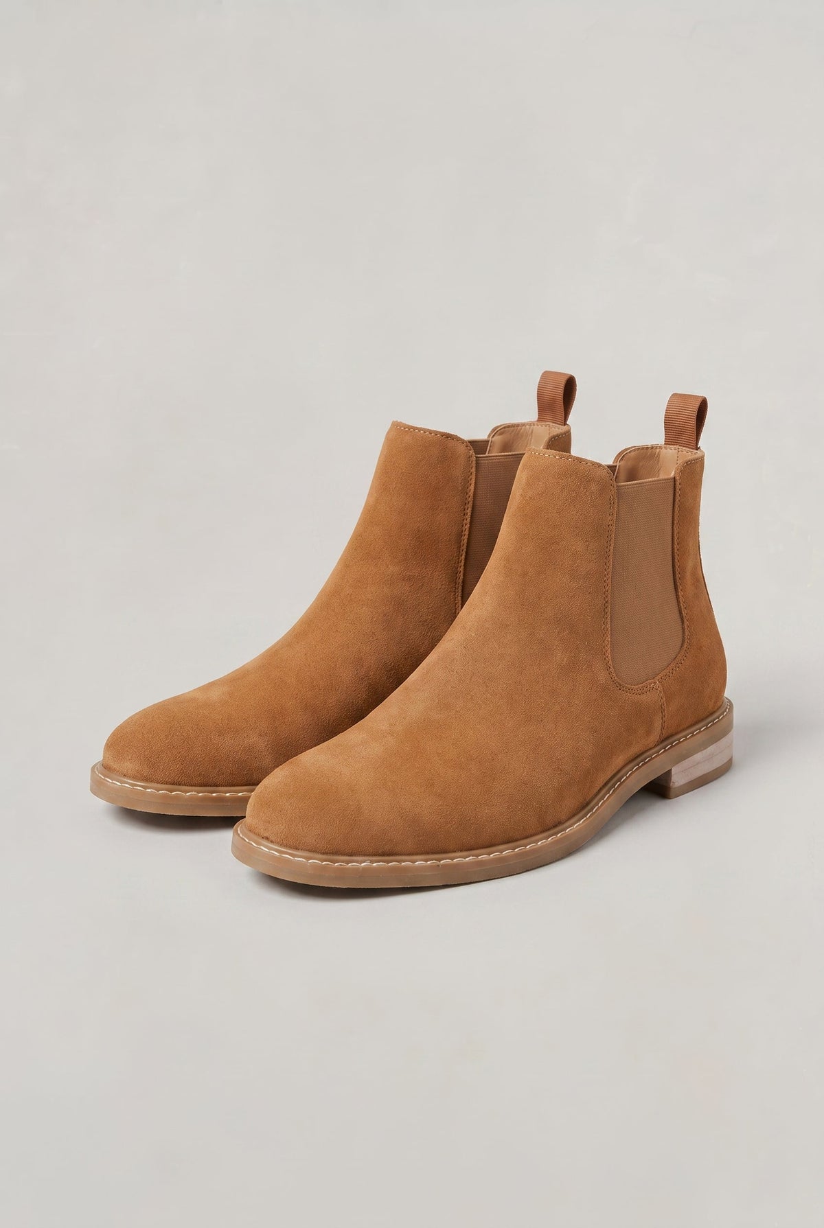 Men's Suede-Look Leather Chelsea Boots – Elasticated Side Panels, Rear Pull Tab, Round Toe, Rubber Sole
