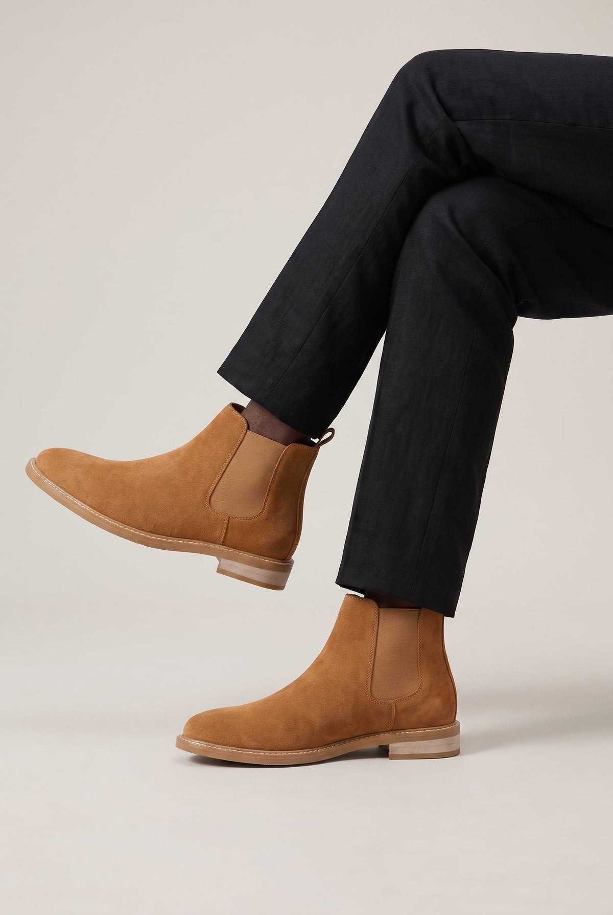 Men's Suede-Look Leather Chelsea Boots – Elasticated Side Panels, Rear Pull Tab, Round Toe, Rubber Sole – view 5