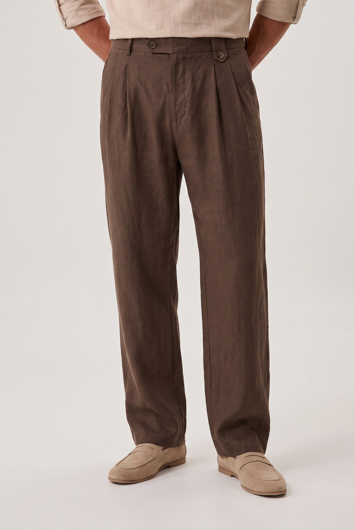 Men's Relaxed Straight Wide-Leg Linen Trousers – view 1