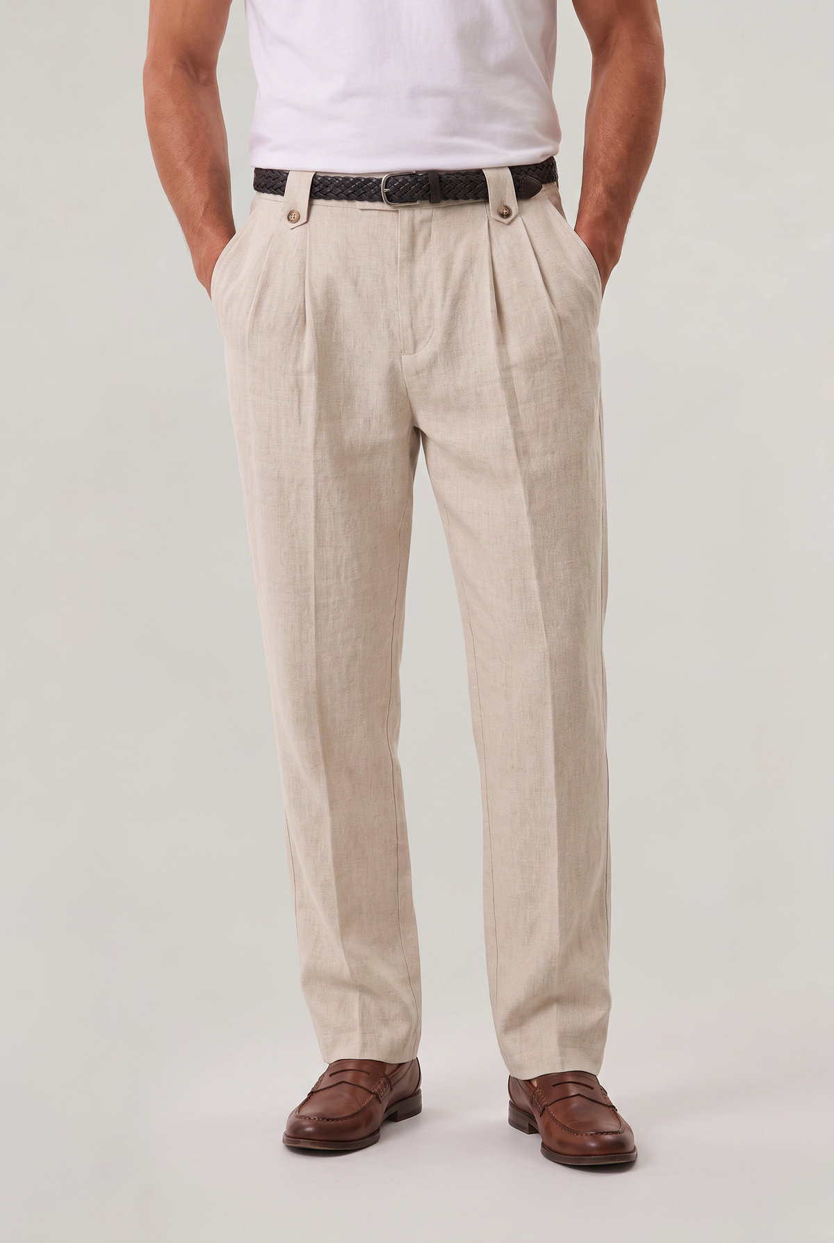 Men's Relaxed Straight Wide-Leg Linen Trousers – view 8