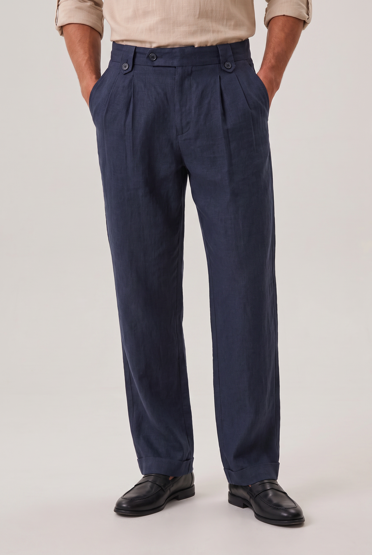 Men's Relaxed Straight Wide-Leg Linen Trousers – view 7