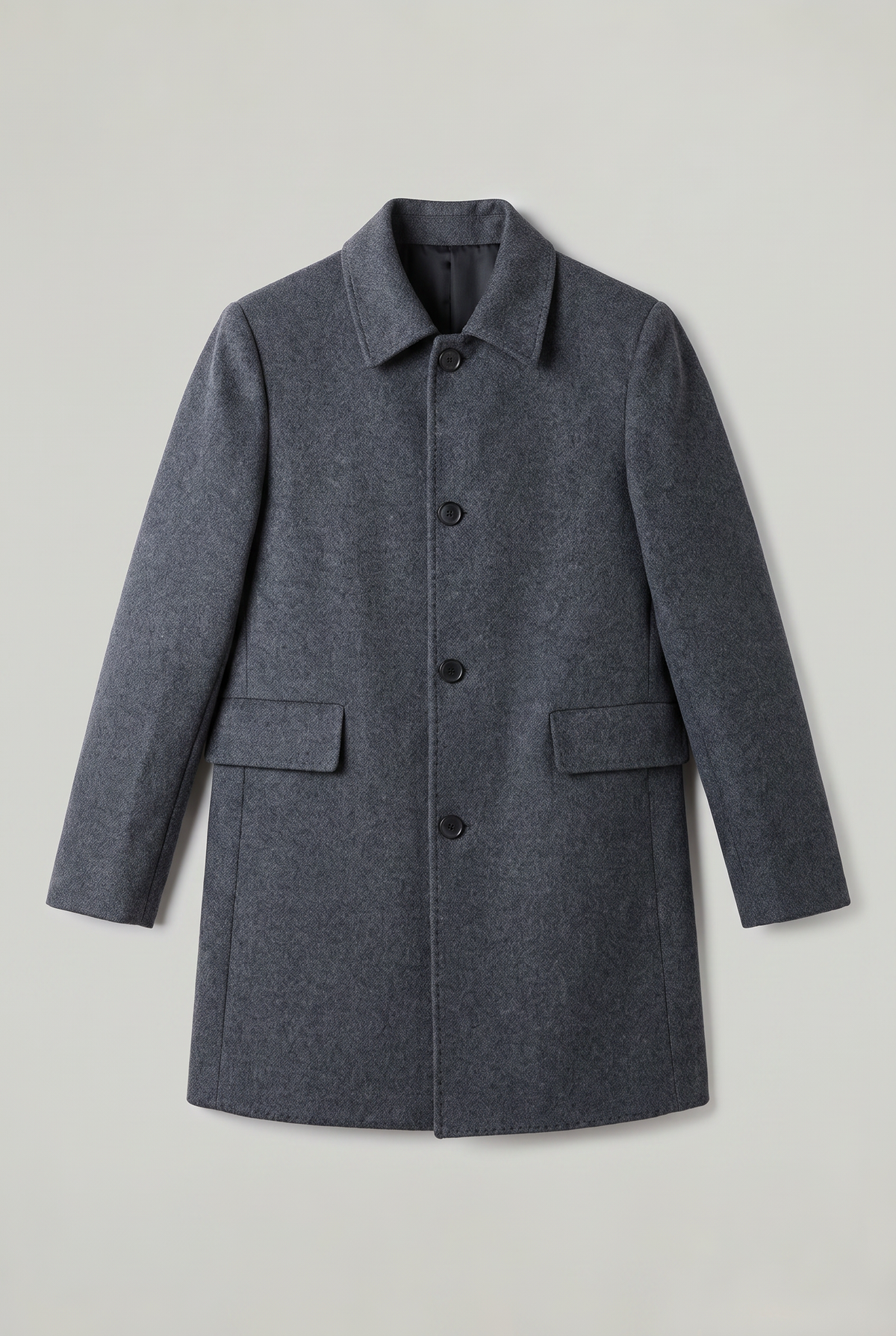 Men's Single Breasted Loose Fit Coat – Lapel Collar, Mid-Length Cut, Side Pockets for Smart-Casual Layering