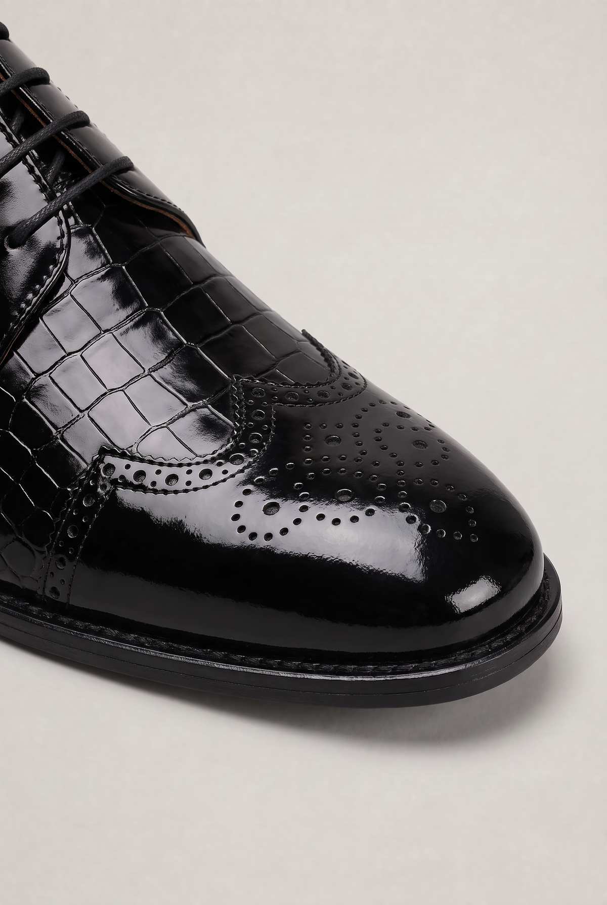 Men's Patent Croc-Effect Brogue Shoes – view 3