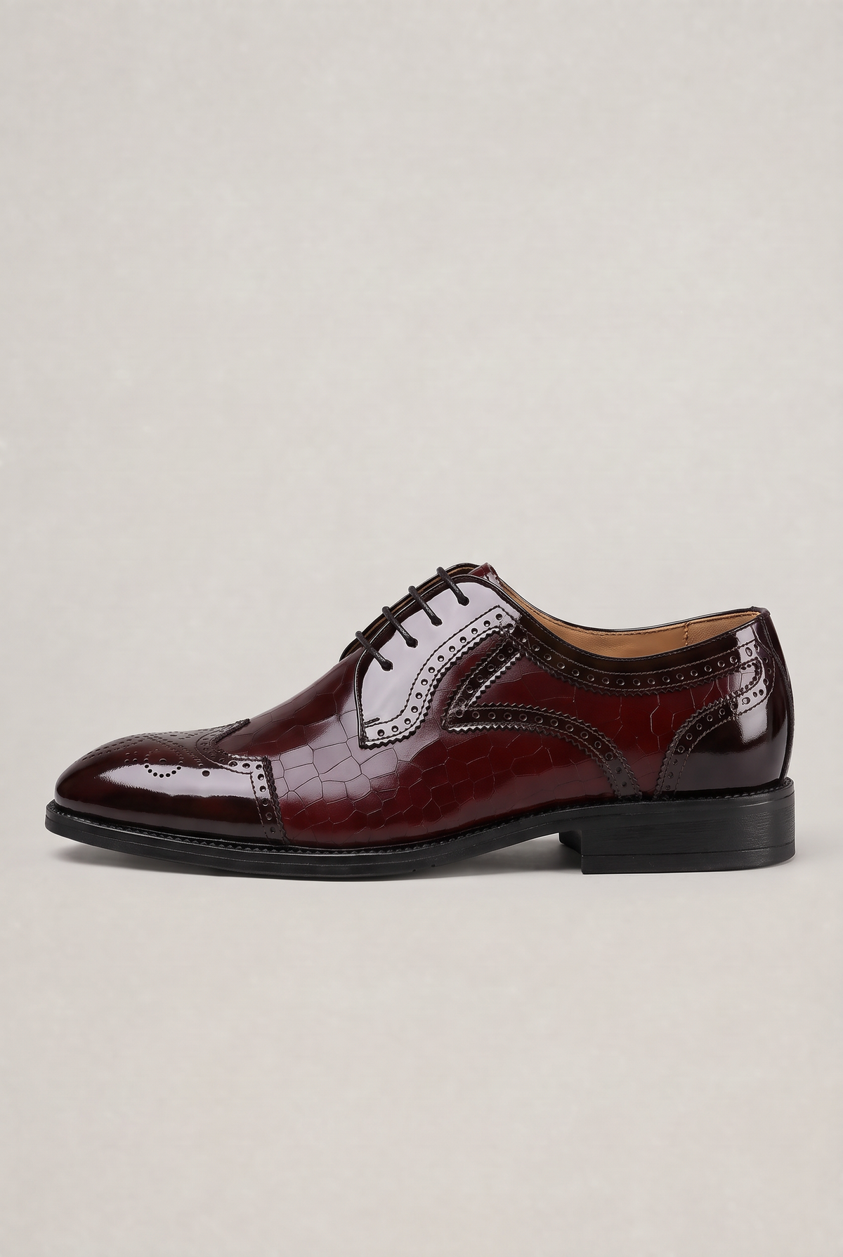 Men's Patent Croc-Effect Brogue Shoes – view 5