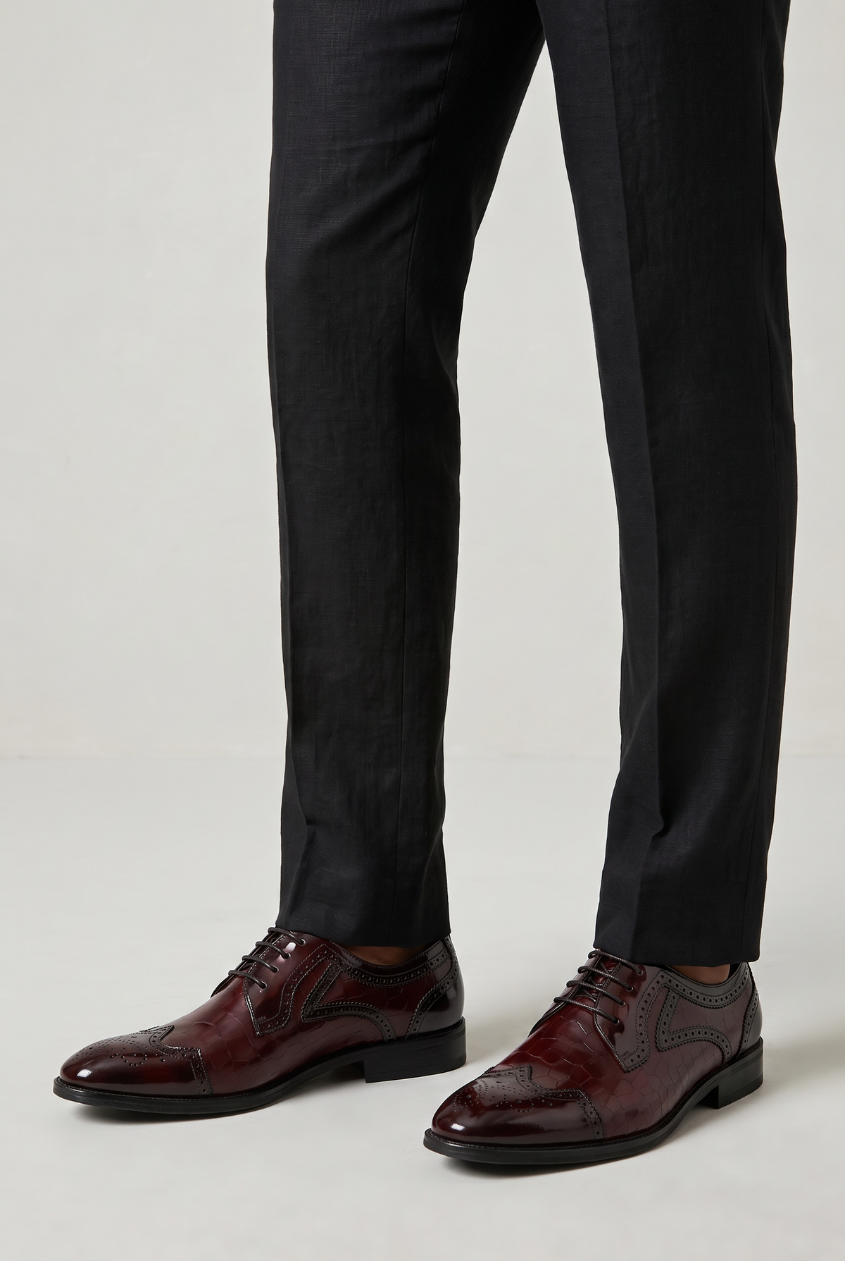Men's Patent Croc-Effect Brogue Shoes – view 6