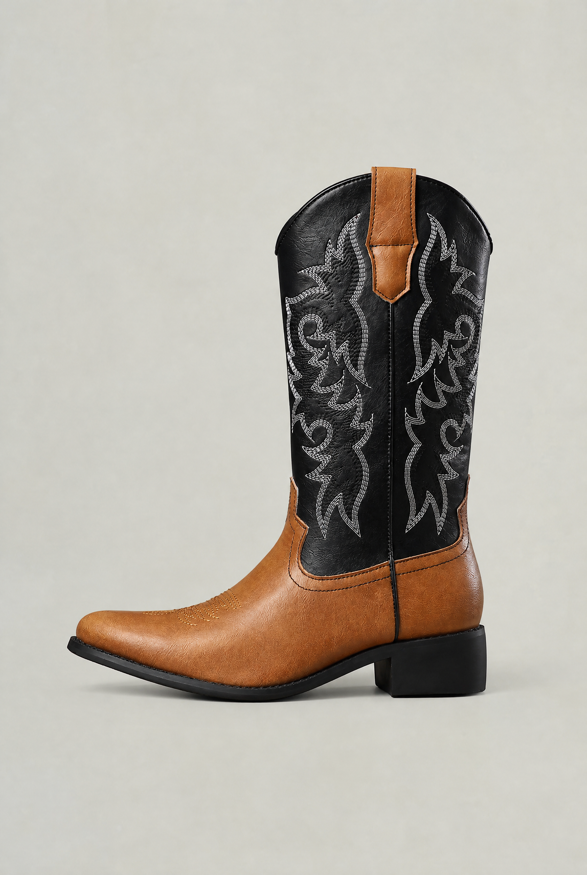 Men's Embroidered Western Cowboy Boots – Tall Shaft, Pointed Toe, Structured Block Heel
