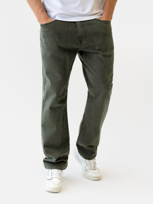 Vol.17 Straight Leg Jeans - Olive Green by SATRI & CO. – product view 1