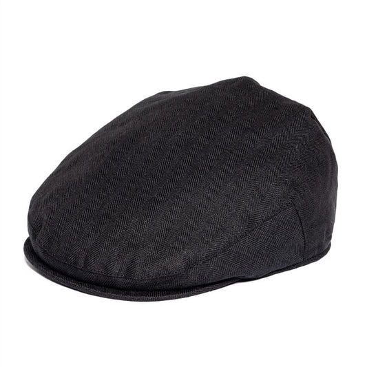 JM Men's Herringbone Linen Flat Cap – 100% Linen, Herringbone Weave, Four Sizes from 56 to 63 cm