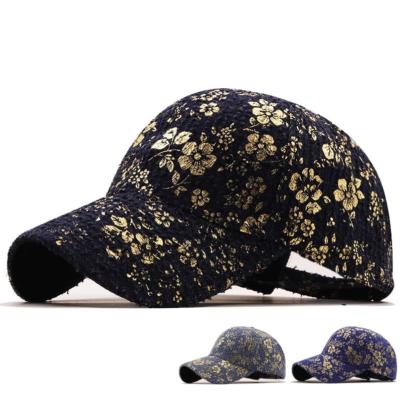 Men's Golden Floral Cotton Baseball Cap – view 2