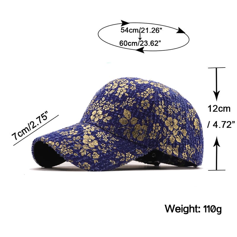 Men's Golden Floral Cotton Baseball Cap – view 8
