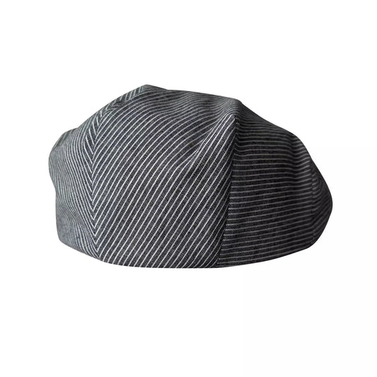 Jersey Men's Striped Linen Flat Cap – 100% Linen, Light Summer Fabric, Adjustable 55–58 cm Fit | Grey