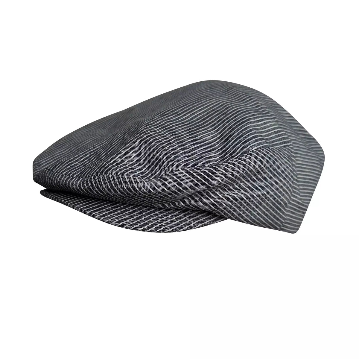 Jersey Men's Striped Linen Flat Cap – 100% Linen, Light Summer Fabric, Adjustable 55–58 cm Fit | Grey