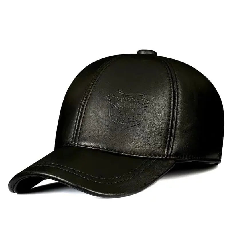 Men's Cowhide Leather Earflap Baseball Cap – view 3