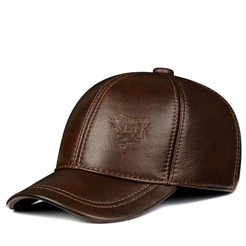 Men's Cowhide Leather Earflap Baseball Cap – view 1