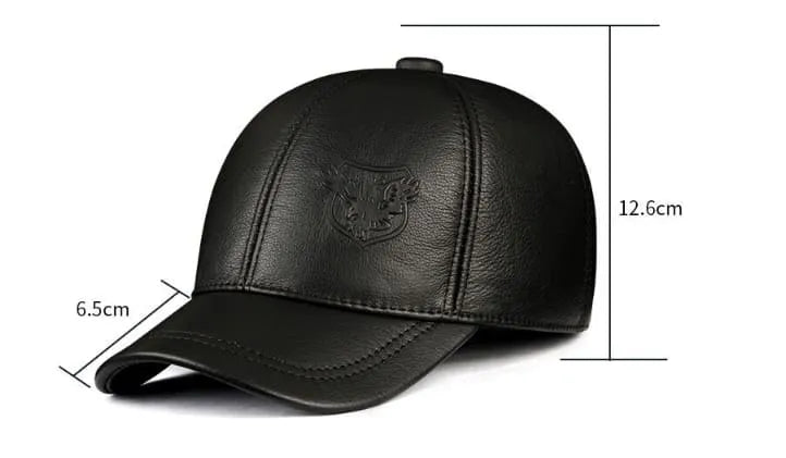 Men's Cowhide Leather Earflap Baseball Cap – view 6