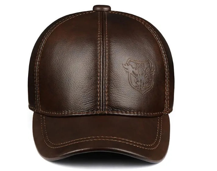 Men's Cowhide Leather Earflap Baseball Cap – view 4