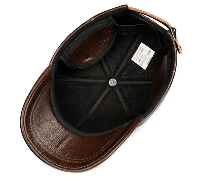 Men's Cowhide Leather Earflap Baseball Cap – view 7