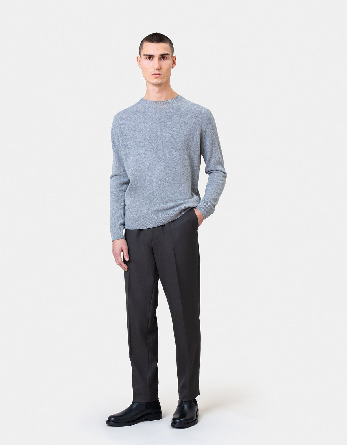 Men's Lightweight Merino Wool Crew Neck Jumper in Oxblood Red – view 3