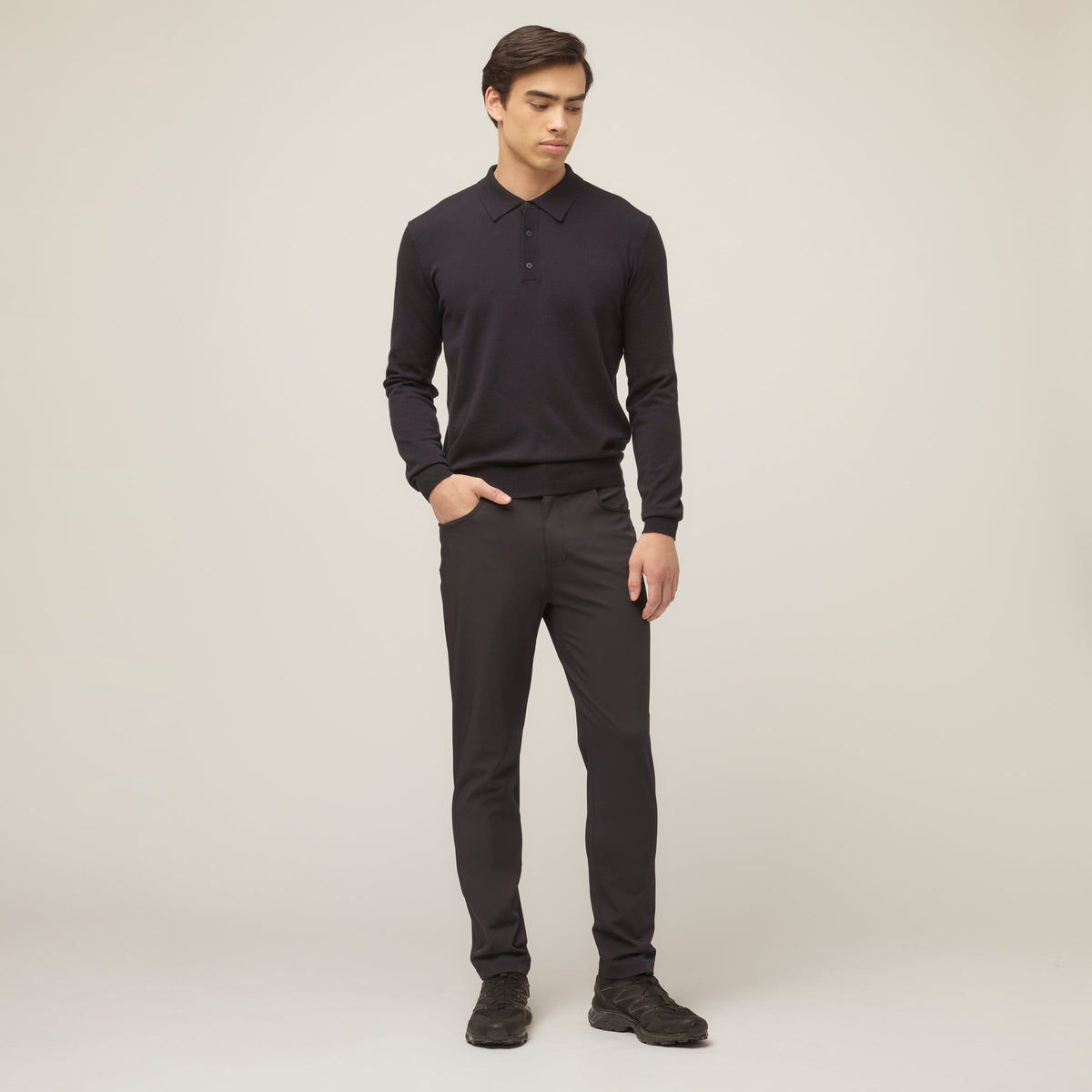 Men's Bi-Stretch Twill 5-Pocket Trousers – Wrinkle and Abrasion Resistant, Travel-Ready Everyday Pant