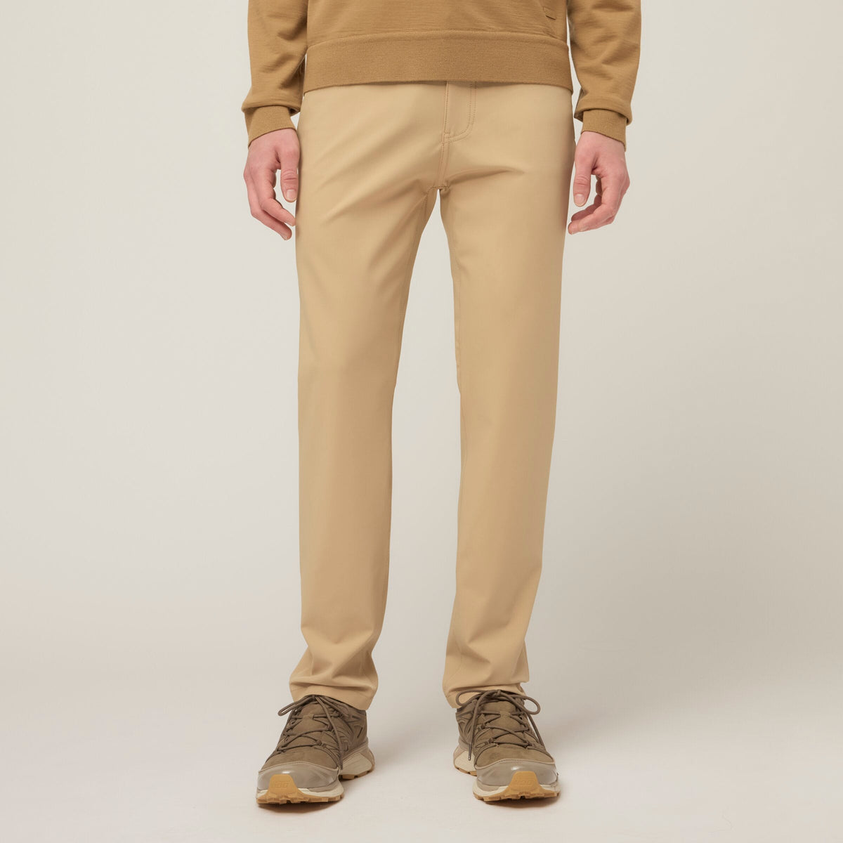 Men's Bi-Stretch Twill 5-Pocket Trousers – Wrinkle and Abrasion Resistant, Travel-Ready Everyday Pant – Safari Tan – view 1