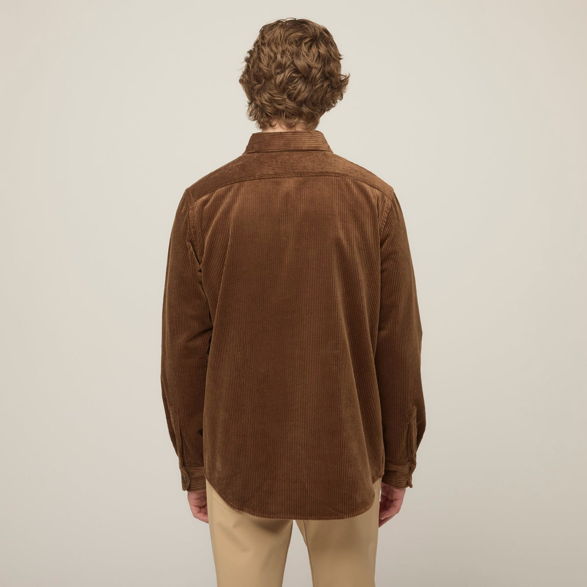Men's Corduroy Overshirt – Heavyweight Italian Corduroy, Horn Button Front, Two Large Chest Pockets – view 3