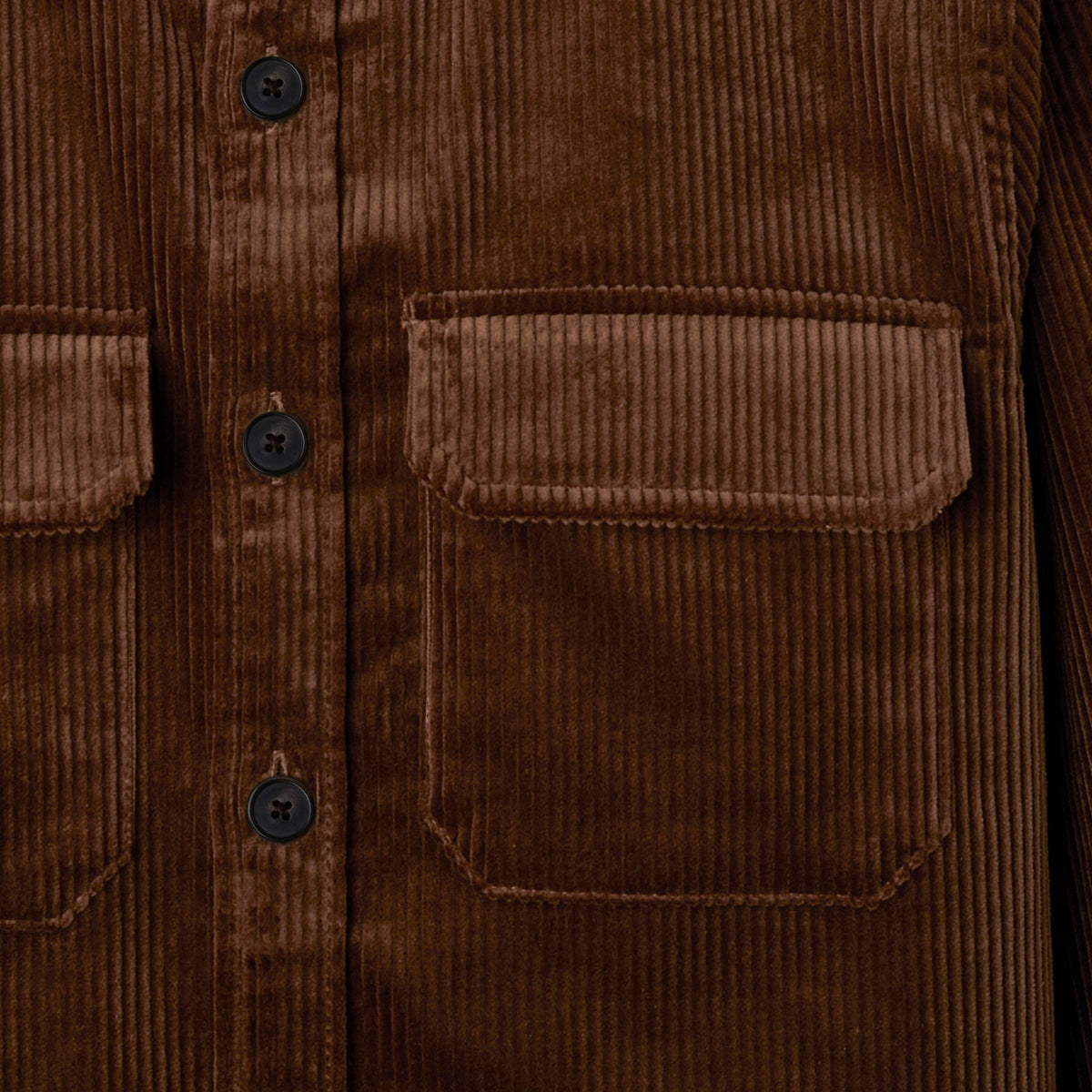 Men's Corduroy Overshirt – Heavyweight Italian Corduroy, Horn Button Front, Two Large Chest Pockets