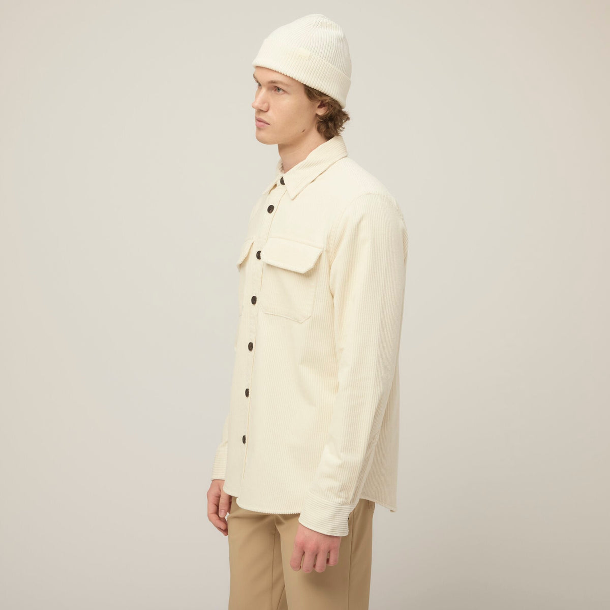 Men's Corduroy Overshirt – Heavyweight Italian Corduroy, Horn Button Front, Two Large Chest Pockets