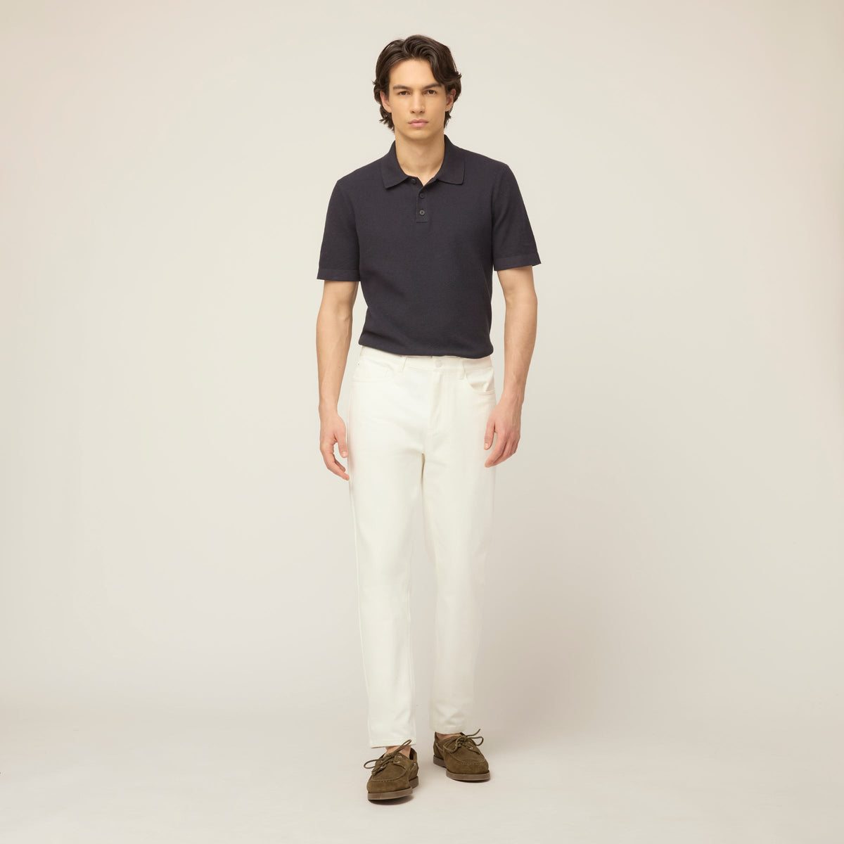 Men's Cotton 5-Pocket Denim Jeans in White – view 5