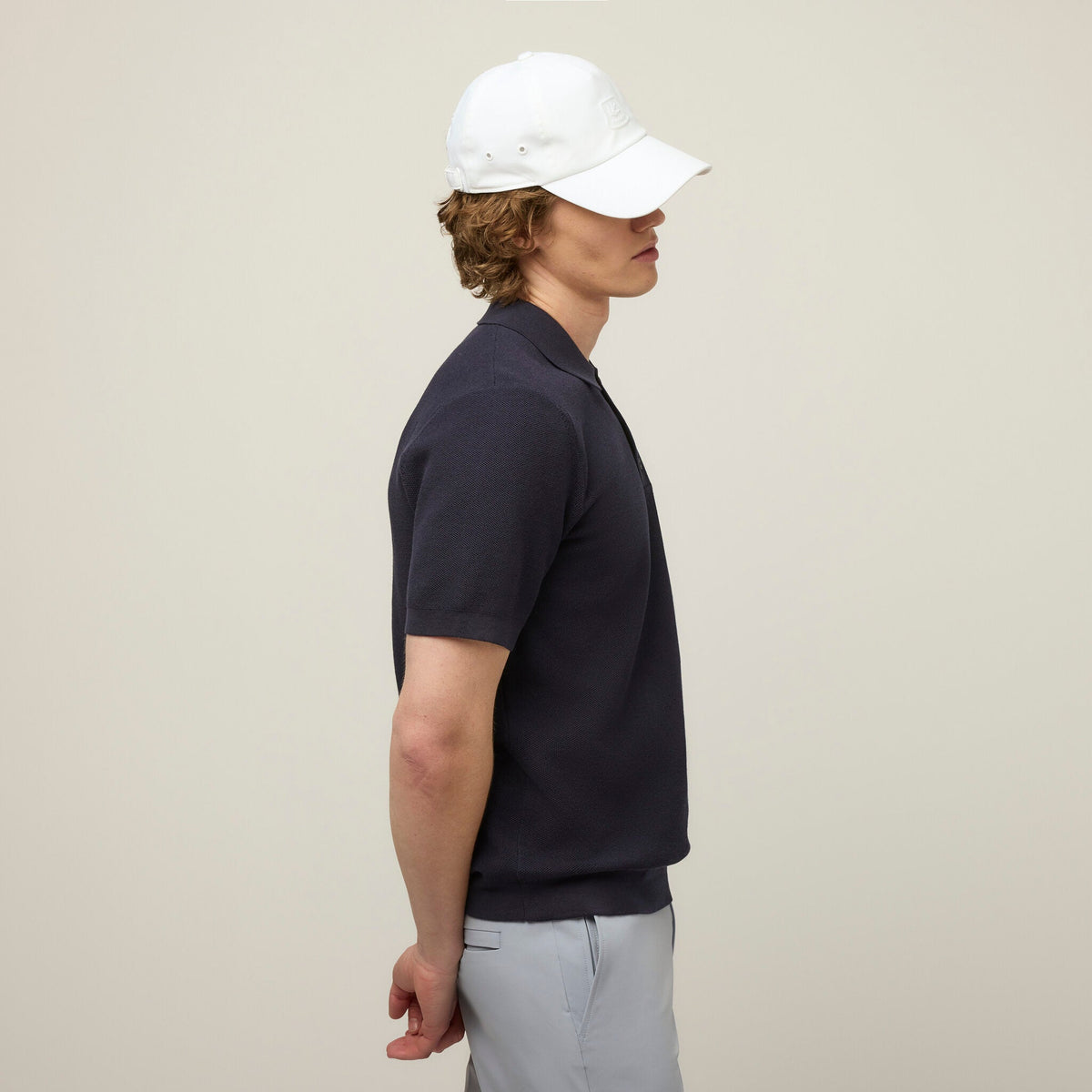 Men's Cotton Blend Textured Polo Sweater – view 2