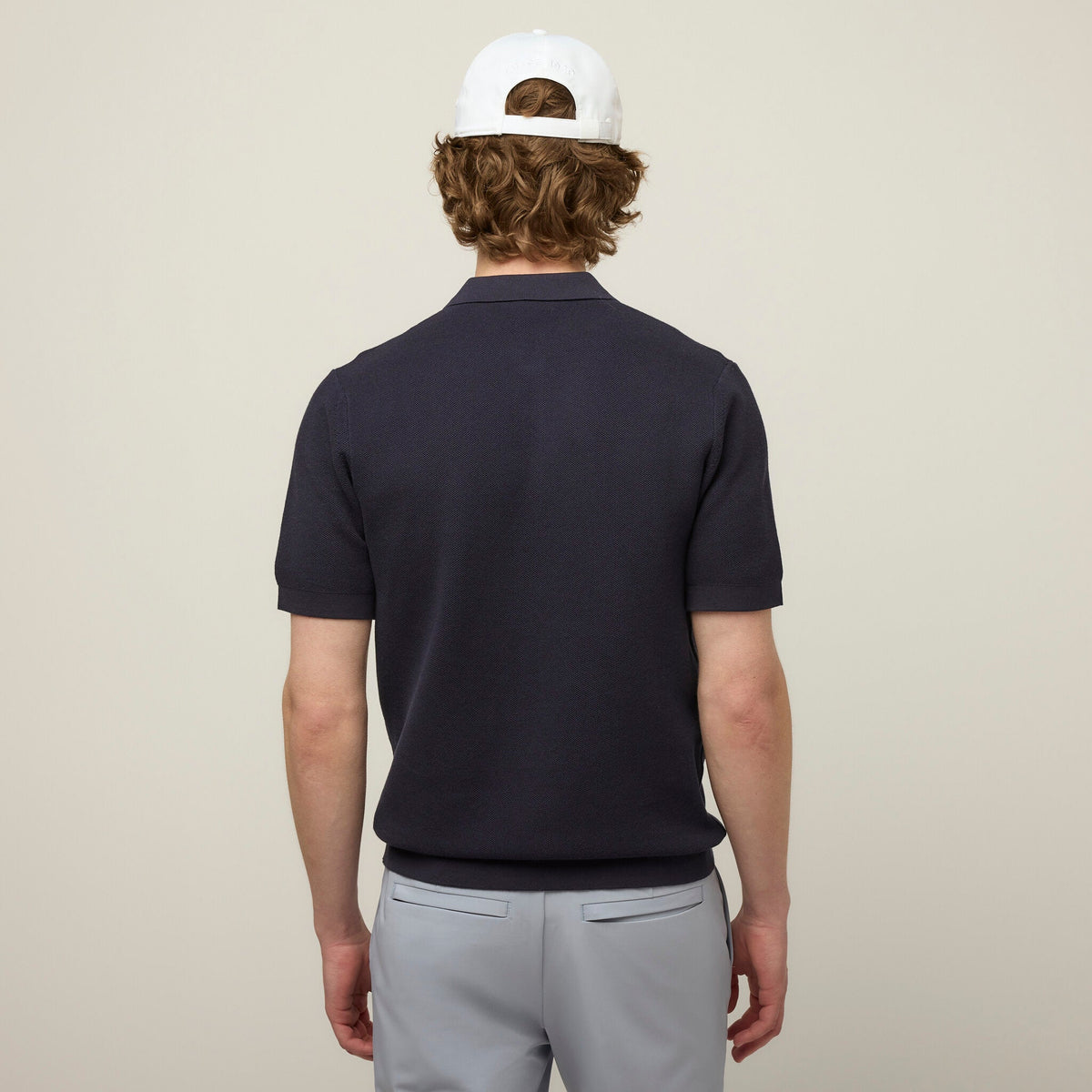 Men's Cotton Blend Textured Polo Sweater – view 3