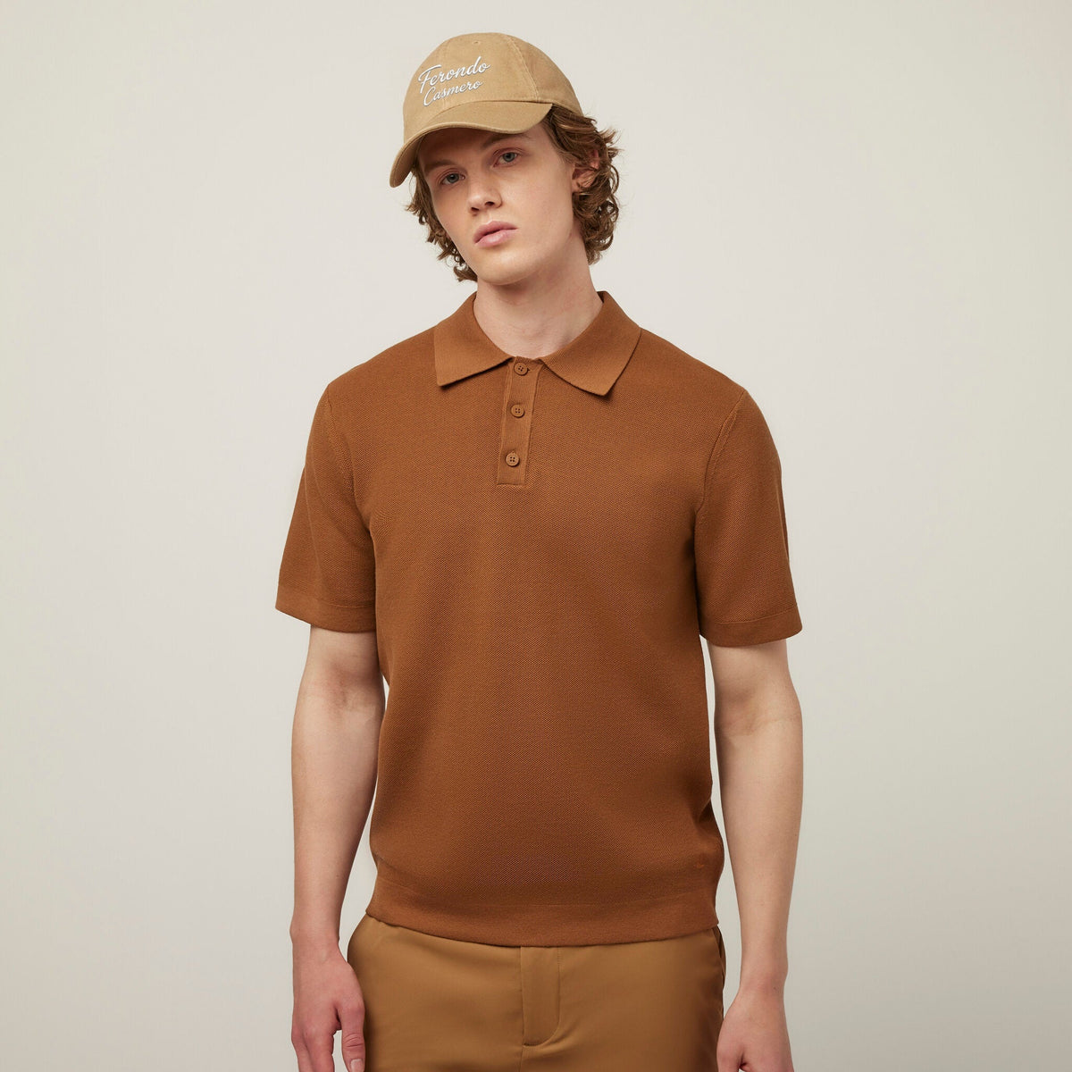 Men's Cotton Blend Textured Polo Sweater – view 10