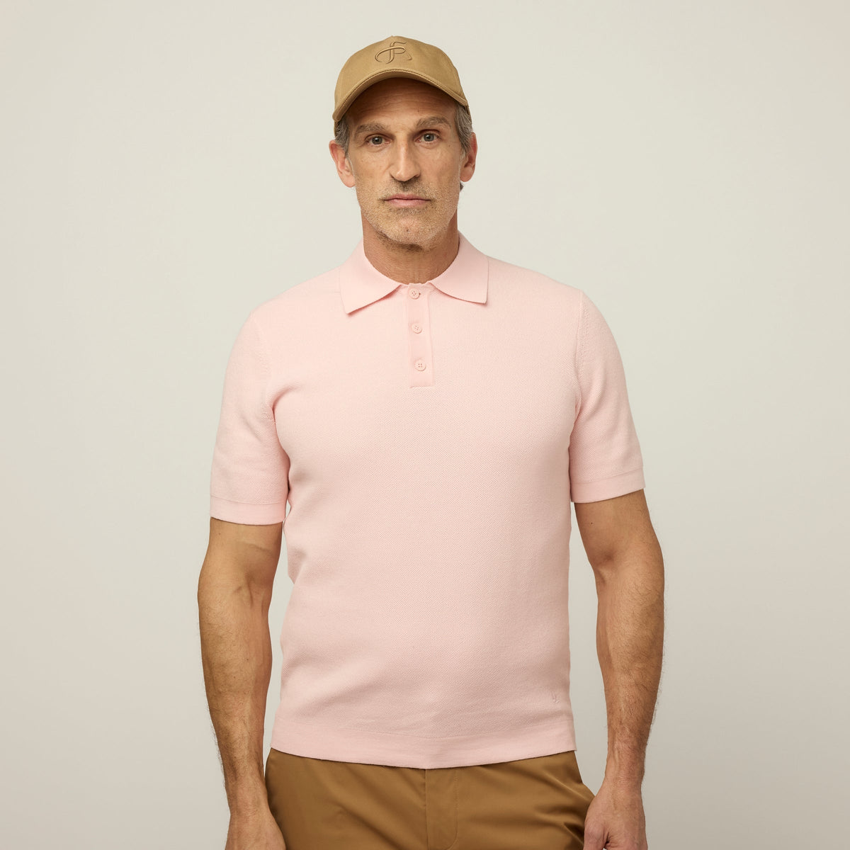 Men's Cotton Blend Textured Polo Sweater – view 17