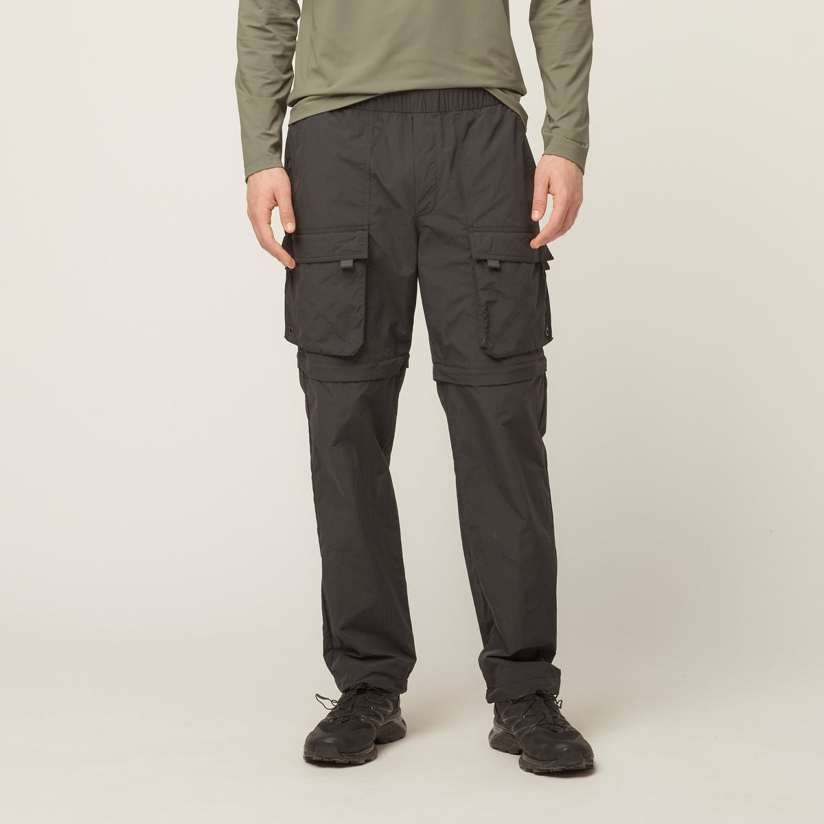Men's Convertible Zip-Off Travel Trousers – Quick-Dry Breathable Fabric, Elasticated Pull-On Waist, Straight Leg