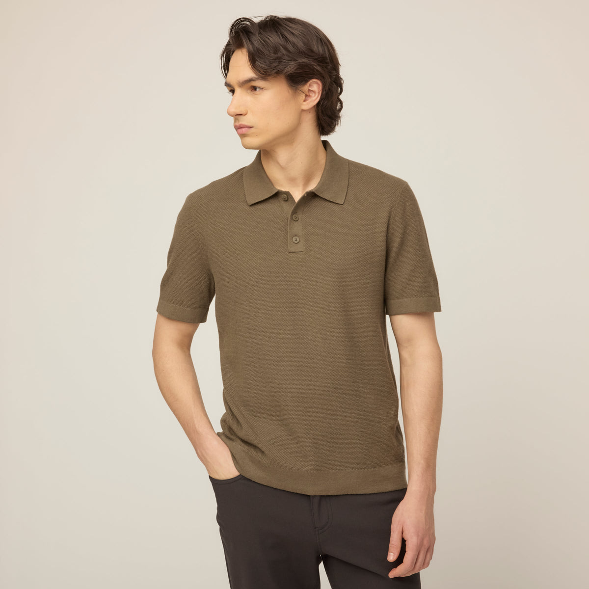 Men's Cotton Linen Polo Collar Jumper – view 9